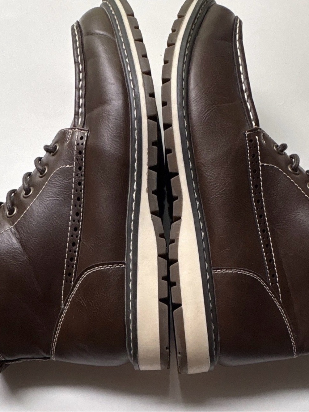Men's Dark Brown Leather Lace-Up Boots - Casual Work Boot
